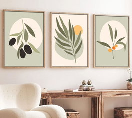 Wallity Huhu116 Pintura Decorativa en MDF con Marco (3 Piezas) 50 x 70 cm